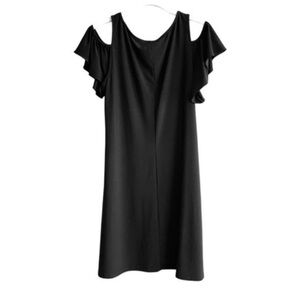 MSK Cold Shoulder Shift Dress V-neck Jersey Black Size LP
